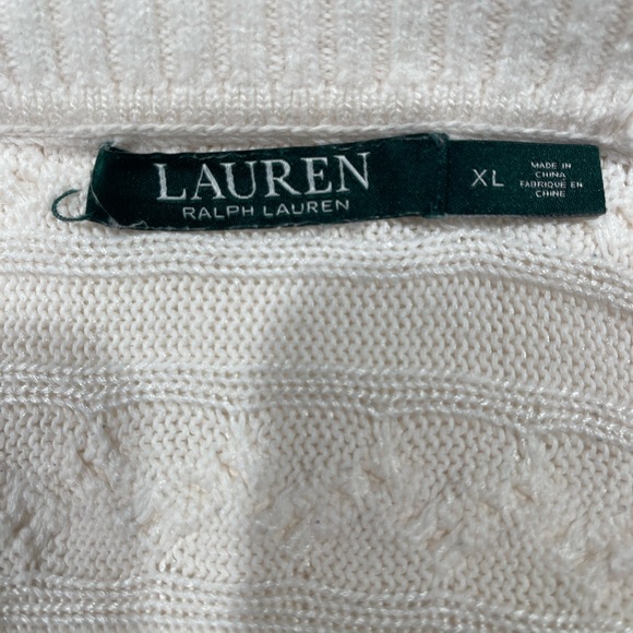 LAUREN Ralph Lauren cable knit sweater, Cowl neck, Off White/Cream, Size XL - Picture 5 of 9